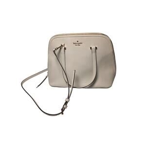 Kate Spade New York White Pebbled Leather Dome Satchel Crossbody Top Handle Bag